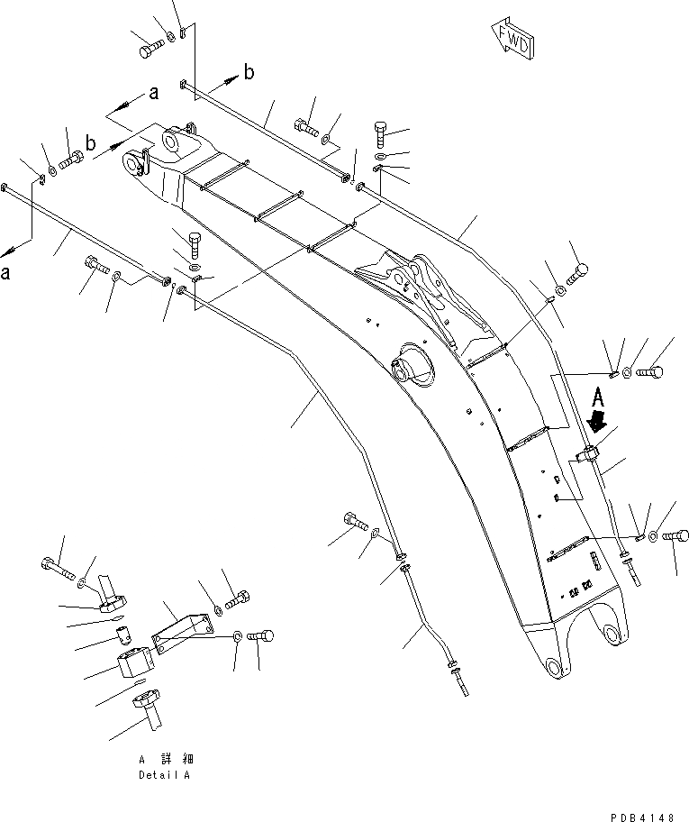 Схема запчастей Komatsu PC750-6 - СТРЕЛА (8.M) (ЦИЛИНДР КОВША ТРУБЫ) (ДЛЯ ЭКСКАВАТ.)(№-8) РАБОЧЕЕ ОБОРУДОВАНИЕ