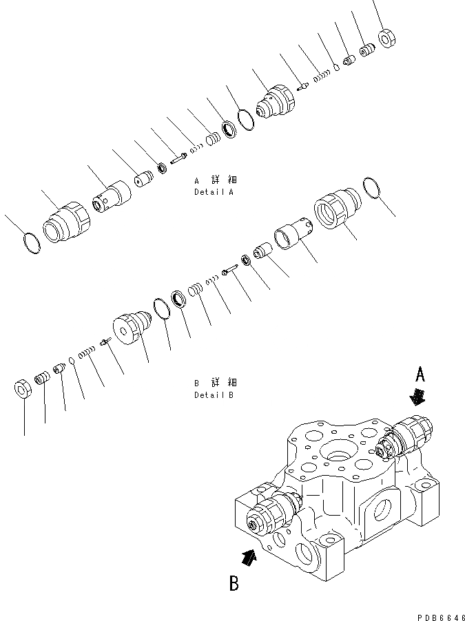 Схема запчастей Komatsu PC750-6 - ОСНОВН. КЛАПАН (/) (-СЕКЦ.) (ДЛЯ ПОГРУЗ.) ОСНОВН. КОМПОНЕНТЫ И РЕМКОМПЛЕКТЫ