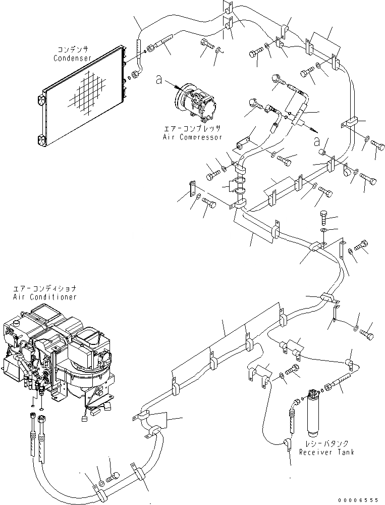 Схема запчастей Komatsu PC750-7 - КОНДИЦ. ВОЗДУХА (СОЕД. ШЛАНГОВ) КАБИНА ОПЕРАТОРА И СИСТЕМА УПРАВЛЕНИЯ
