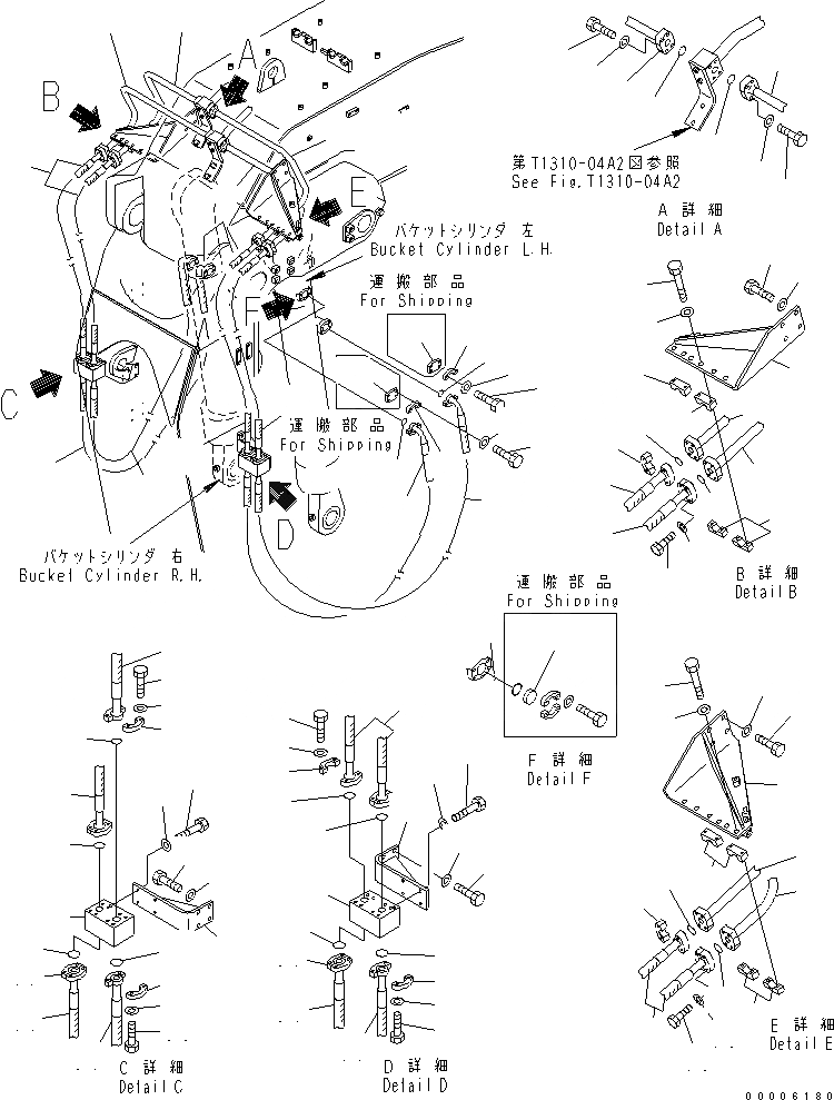 Схема запчастей Komatsu PC750-7 - РАБОЧЕЕ ОБОРУДОВАНИЕ (ЦИЛИНДР КОВША) (ШЛАНГИ) (ДЛЯ ПОГРУЗ.) (СОЕДИНИТЕЛЬН. ЗВЕНО LESS) РАБОЧЕЕ ОБОРУДОВАНИЕ