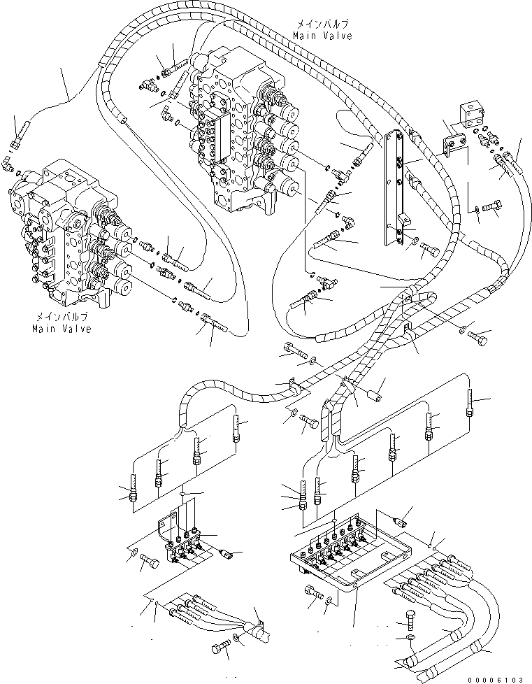 Схема запчастей Komatsu PC750-7-M1 - PPC ЛИНИЯ СОЕД-Е (СОЕД-Е) (С ПРЕДОТВРАЩ. СМЕЩЕНИЯ) (B/H) ГИДРАВЛИКА