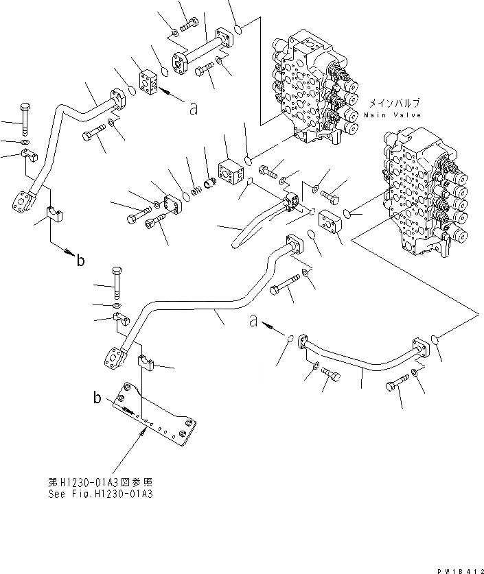 Схема запчастей Komatsu PC750LC-6 - КЛАПАН ПОДАЮЩ. ТРУБЫ (РУКОЯТЬ)(№-) ГИДРАВЛИКА