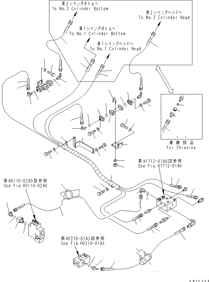 Схема запчастей Komatsu PC750LC-6 - СЪЕМ ПРОТИВОВЕСА ТРУБЫ (ТРУБЫ)(№-) ГИДРАВЛИКА