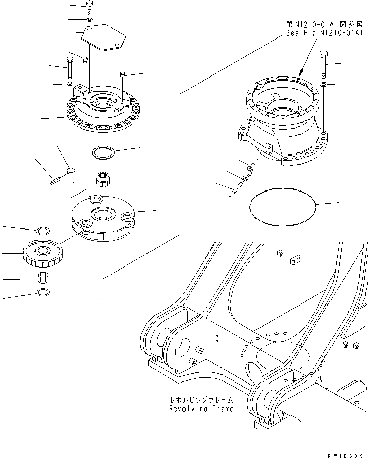 Схема запчастей Komatsu PC750LC-6 - МЕХАНИЗМ ПОВОРОТА В СБОРЕ (1 НЕСУЩИЙ ЭЛЕМЕНТ И GAUGE СУППОРТ) (ПОСТАВЛЯЕМЫЕ ЧАСТИ)(№-) ОСНОВН. КОМПОНЕНТЫ И РЕМКОМПЛЕКТЫ