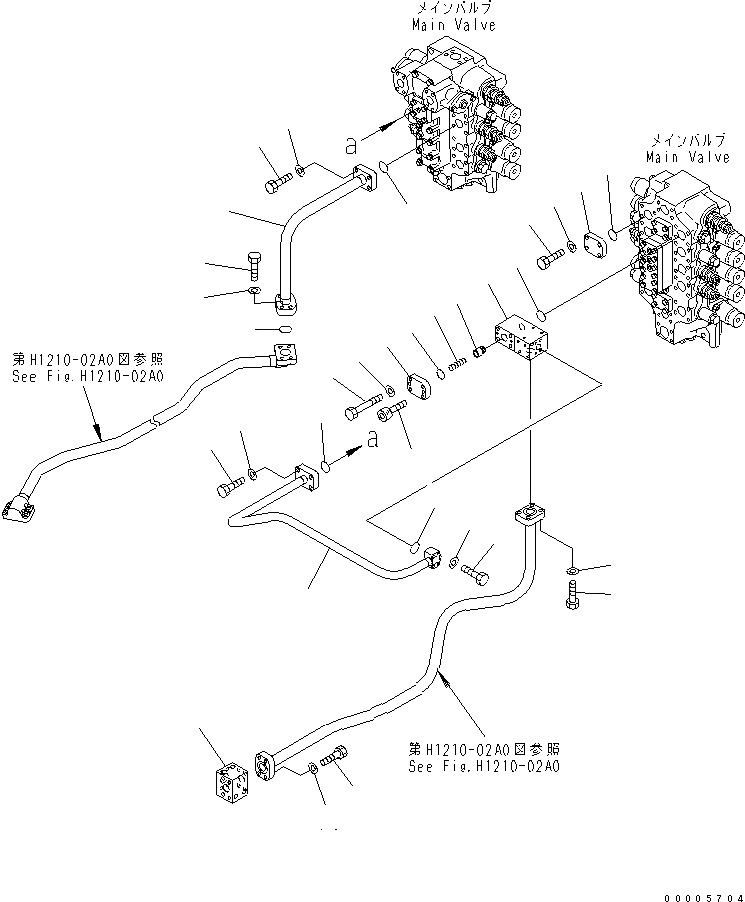 Схема запчастей Komatsu PC750LC-7K - КЛАПАН ПОДАЮЩ. ТРУБЫ (СТРЕЛА) (ТРУБЫ) (/) ГИДРАВЛИКА