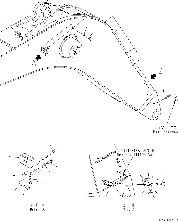 Схема запчастей Komatsu PC750LC-7K - СТРЕЛА (ЛАМПА РАБОЧ. ОСВЕЩЕНИЯ) РАБОЧЕЕ ОБОРУДОВАНИЕ