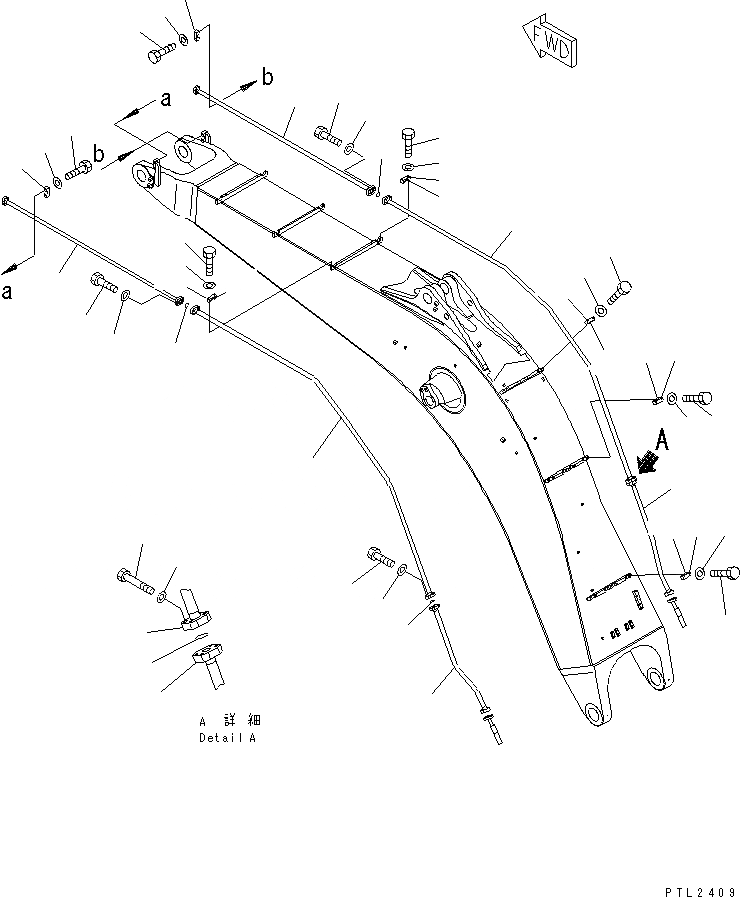 Схема запчастей Komatsu PC750LC-7 - СТРЕЛА (8.M) (ЦИЛИНДР КОВША ТРУБЫ) (ДЛЯ ЭКСКАВАТ.) РАБОЧЕЕ ОБОРУДОВАНИЕ