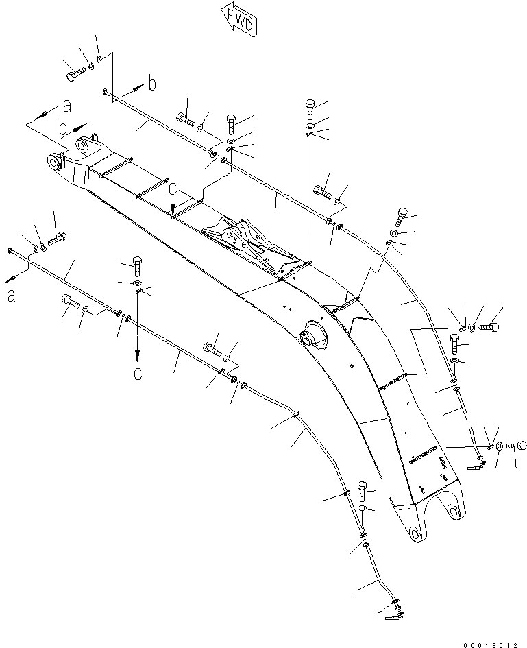 Схема запчастей Komatsu PC750LC-7 - СТРЕЛА (.M) (ЦИЛИНДР КОВША ТРУБЫ) (ДЛЯ ЭКСКАВАТ.) РАБОЧЕЕ ОБОРУДОВАНИЕ