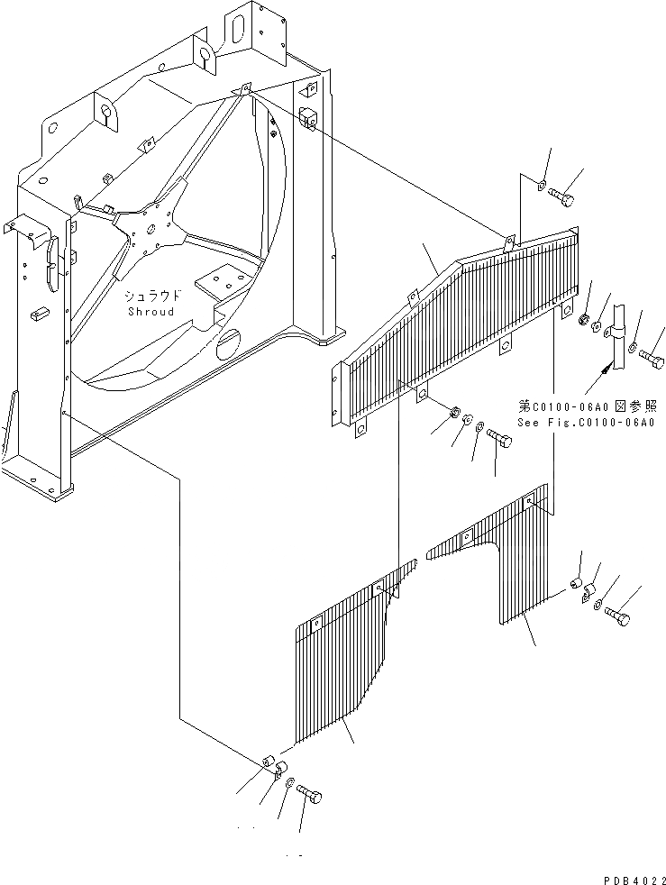 Схема запчастей Komatsu PC750LC-6 - ОХЛАЖД-Е (ЗАЩИТА ВЕНТИЛЯТОРА)(№-999) СИСТЕМА ОХЛАЖДЕНИЯ