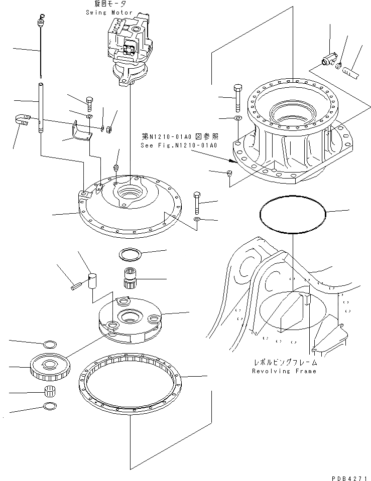 Схема запчастей Komatsu PC750LC-6 - МЕХАНИЗМ ПОВОРОТА (1 НЕСУЩИЙ ЭЛЕМЕНТ И GAUGE СУППОРТ)(№-7) ПОВОРОТН. КРУГ И КОМПОНЕНТЫ