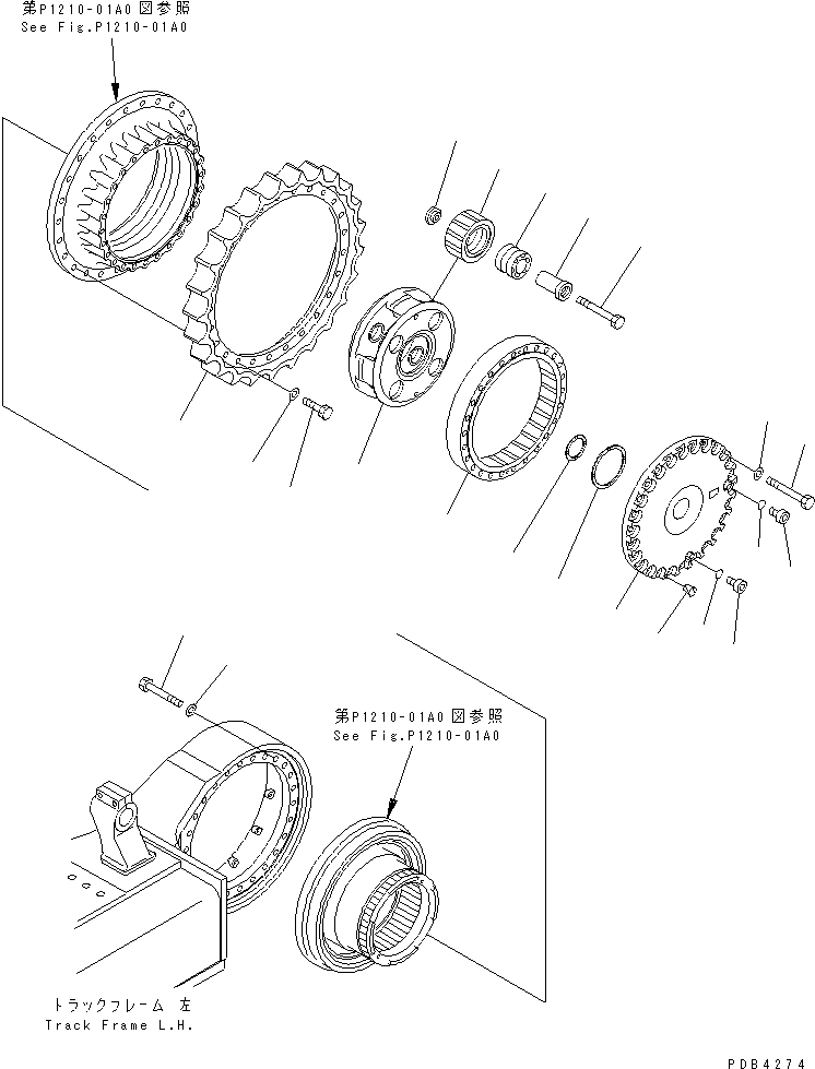 Схема запчастей Komatsu PC750LC-6 - КОНЕЧНАЯ ПЕРЕДАЧА (3 НЕСУЩИЙ ЭЛЕМЕНТ)(№-9) НИЖНЯЯ ГИДРОЛИНИЯ И ЛИНИЯ ХОДА