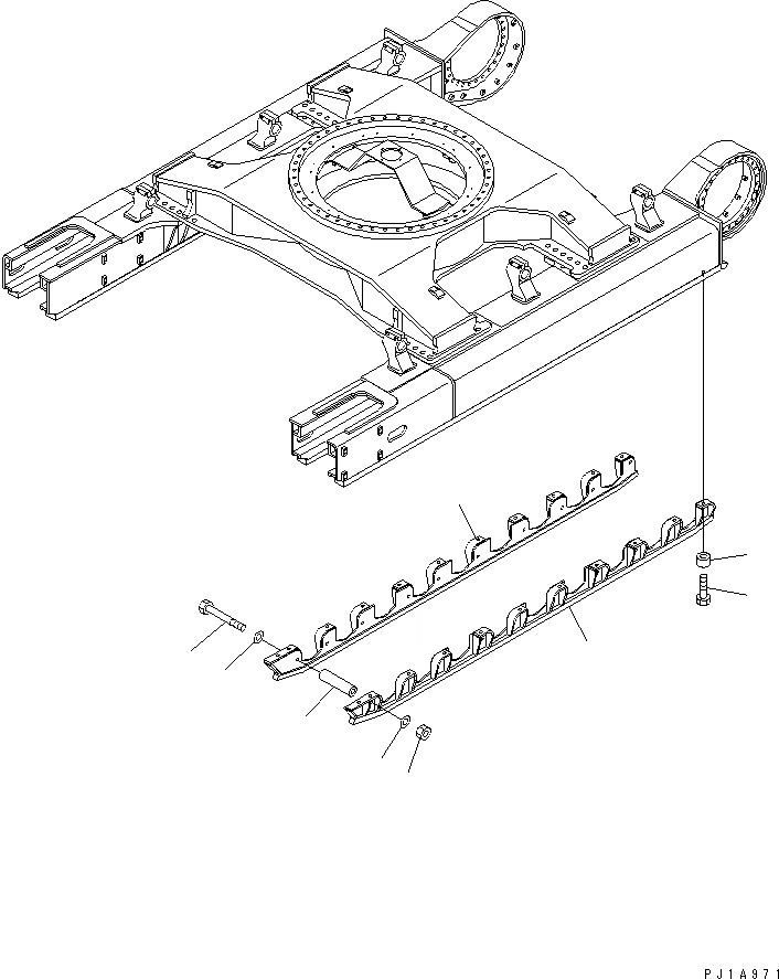 Схема запчастей Komatsu PC750LC-6 - ГУСЕНИЧНАЯ РАМА (ОПОРНЫЙ КАТОК ПОЛН. ЗАЩИТА) (LC-) (ЛЕВ.)(№9-999) ХОДОВАЯ