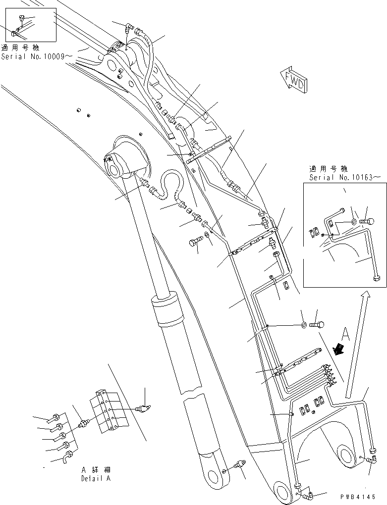 Схема запчастей Komatsu PC750LC-6 - СТРЕЛА (8.M) (СМАЗКА) (ДЛЯ ЭКСКАВАТ.)(№-999) РАБОЧЕЕ ОБОРУДОВАНИЕ