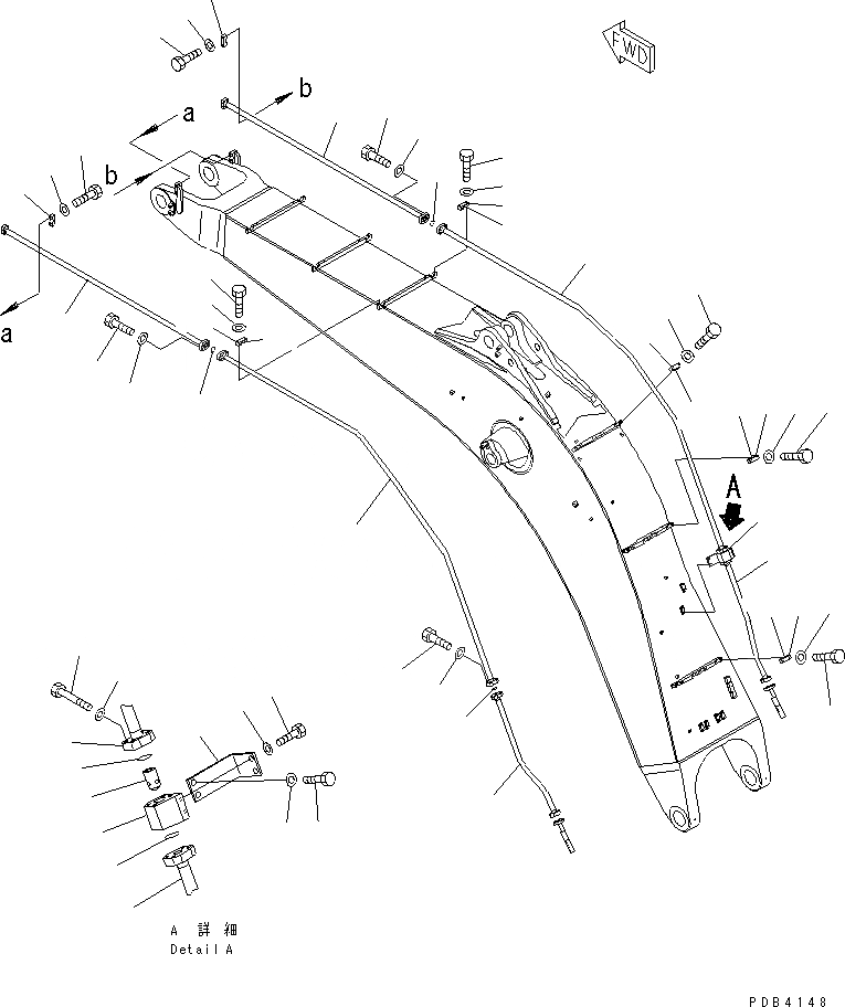 Схема запчастей Komatsu PC750LC-6 - СТРЕЛА (8.M) (ЦИЛИНДР КОВША ТРУБЫ) (ДЛЯ ЭКСКАВАТ.)(№-8) РАБОЧЕЕ ОБОРУДОВАНИЕ