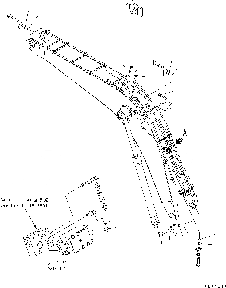 Схема запчастей Komatsu PC750LC-6 - СТРЕЛА (8.M) (ЭЛЕМЕНТЫ) (ДЛЯ ЭКСКАВАТ.) (С ПРЕДОТВРАЩ. СМЕЩЕНИЯ)(№-999) РАБОЧЕЕ ОБОРУДОВАНИЕ