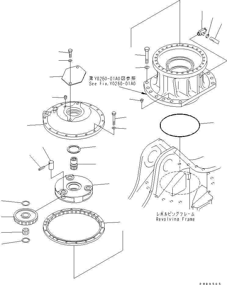 Схема запчастей Komatsu PC750LC-6 - МЕХАНИЗМ ПОВОРОТА В СБОРЕ (1 НЕСУЩИЙ ЭЛЕМЕНТ И GAUGE СУППОРТ) (ПОСТАВЛЯЕМЫЕ ЧАСТИ) ОСНОВН. КОМПОНЕНТЫ И РЕМКОМПЛЕКТЫ