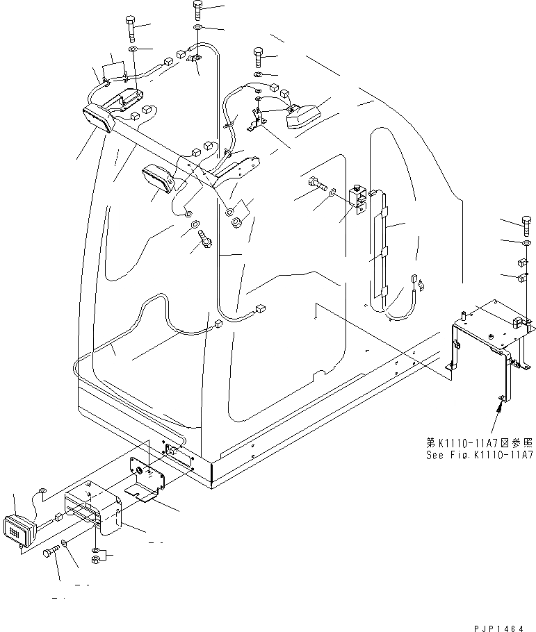 Схема запчастей Komatsu PC750LC-6K-01 - ДОПОЛН. РАБОЧ. ОСВЕЩЕНИЕ И ПОДСВЕТКА СТУПЕНЕЙ(№K-) ЭЛЕКТРИКА