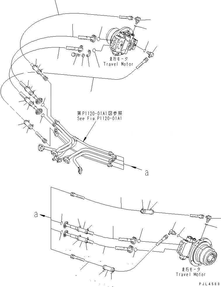 Схема запчастей Komatsu PC750LC-6K-01 - ГИДРОЛИНИЯ ХОДА(МОТОР )(№K-K87) НИЖНЯЯ ГИДРОЛИНИЯ И ЛИНИЯ ХОДА