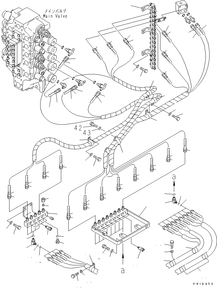 Схема запчастей Komatsu PC750SE-6 - PPC ЛИНИЯ СОЕД-Е (СОЕД-Е) (B/H)(№-) ГИДРАВЛИКА