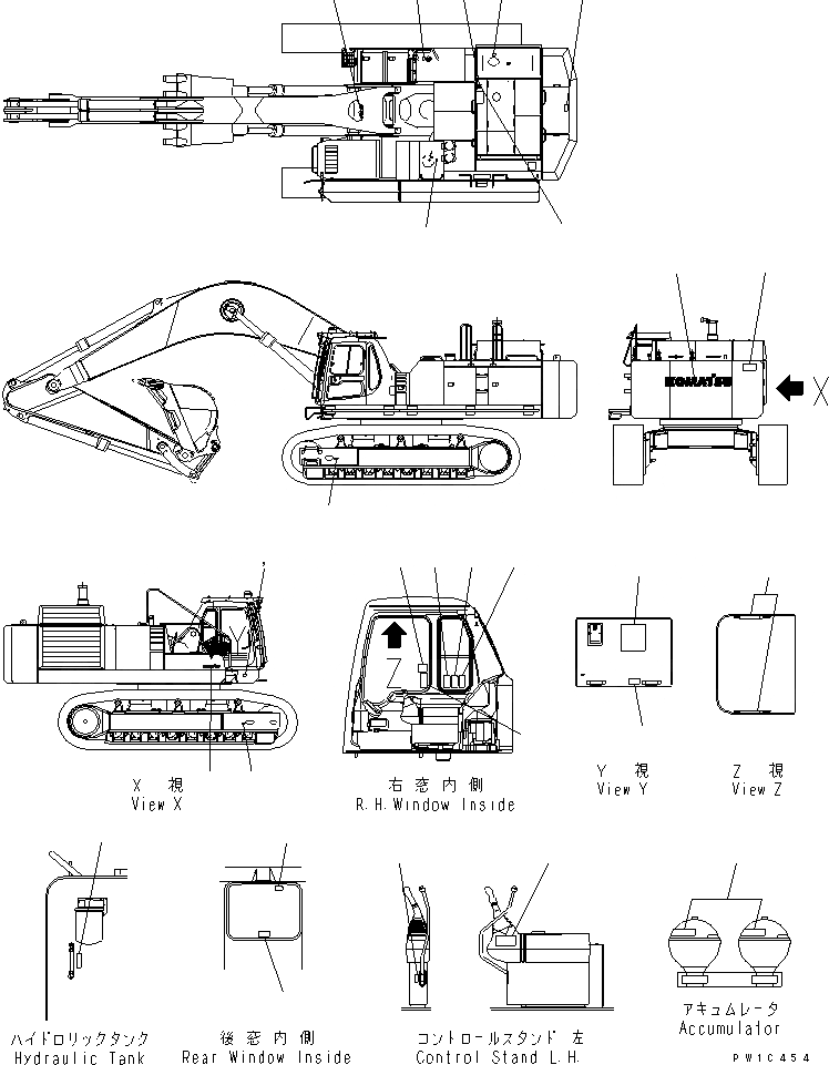 Схема запчастей Komatsu PC750SE-6 - МАРКИРОВКА (OPERATING И ПРЕДУПРЕЖДАЮЩ. МАРКИРОВКА) (ИСПАНИЯ БУКВЕНН.)(№-) МАРКИРОВКА