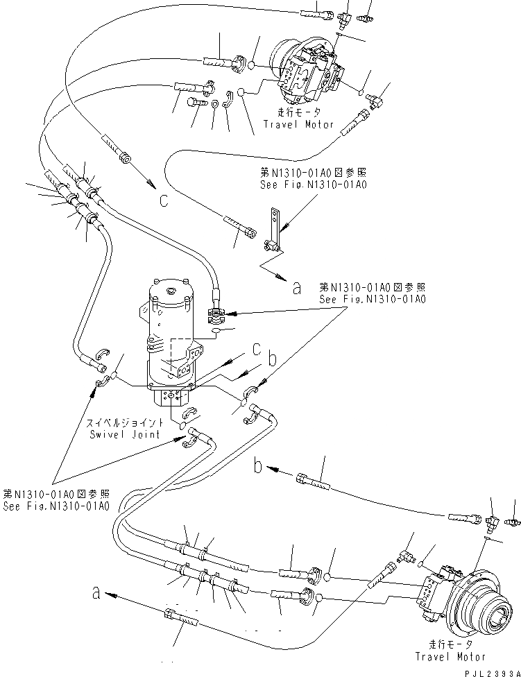 Схема запчастей Komatsu PC750SE-6K-01 - ГИДРОЛИНИЯ ХОДА(МОТОР )(№K-K999) НИЖНЯЯ ГИДРОЛИНИЯ И ЛИНИЯ ХОДА