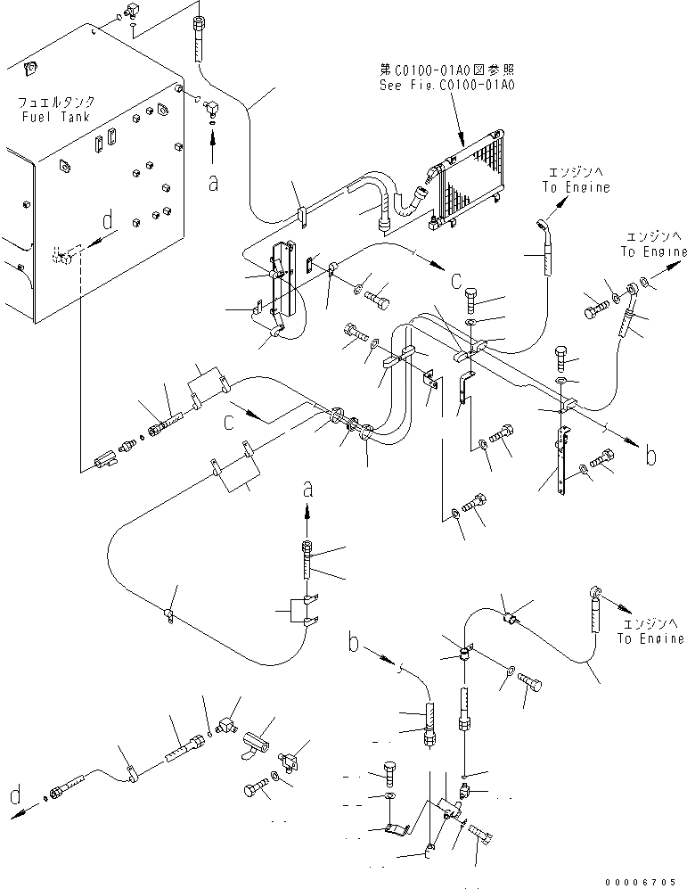 Схема запчастей Komatsu PC750SE-7 - ТОПЛИВНАЯ ЛИНИЯ(№-7) ТОПЛИВН. БАК. AND КОМПОНЕНТЫ