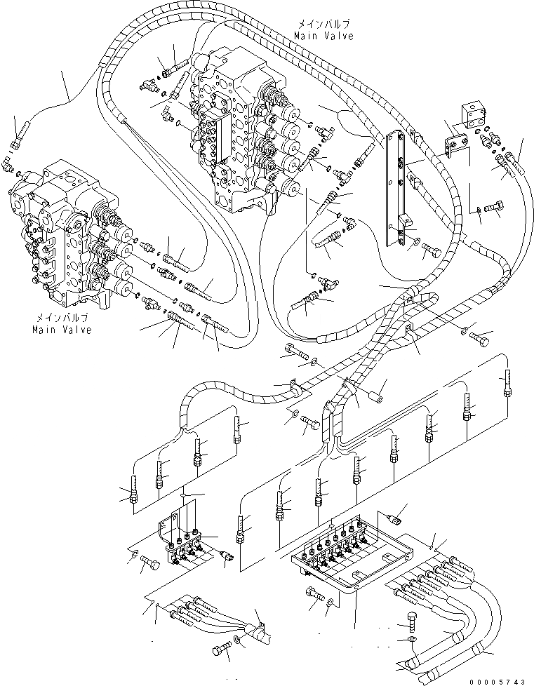 Схема запчастей Komatsu PC750SE-7 - PPC ЛИНИЯ СОЕД-Е (СОЕД-Е) (B/H) ГИДРАВЛИКА