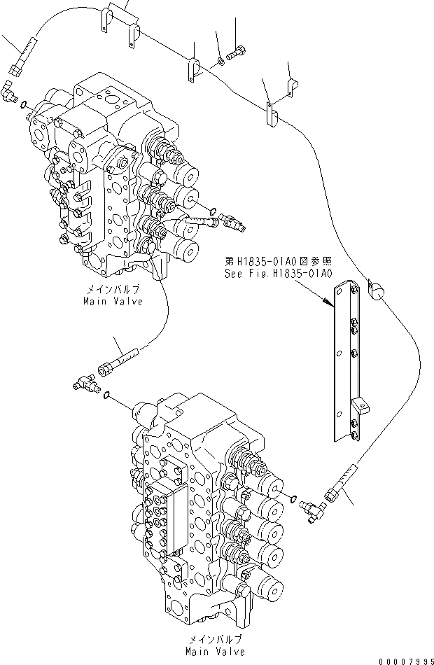 Схема запчастей Komatsu PC750SE-7 - PPC СТРЕЛА И ЛИНИЯ КОВША (ДЛЯ ПОГРУЗ.) ГИДРАВЛИКА