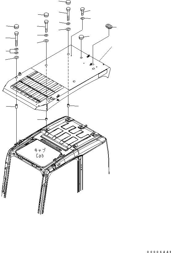 Схема запчастей Komatsu PC750SE-7-M1 - ВЕРХНЯЯ ЗАЩИТА (УРОВЕНЬ-) КАБИНА ОПЕРАТОРА И СИСТЕМА УПРАВЛЕНИЯ