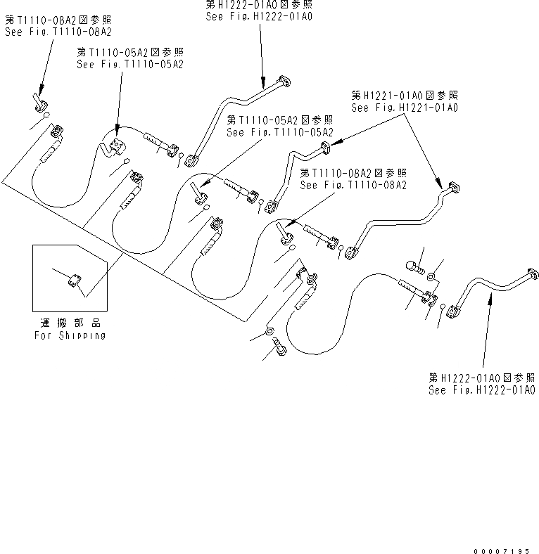 Схема запчастей Komatsu PC750SE-7-M1 - СТРЕЛА (7.M) (ШЛАНГИ) (ДЛЯ ЭКСКАВАТ.) РАБОЧЕЕ ОБОРУДОВАНИЕ