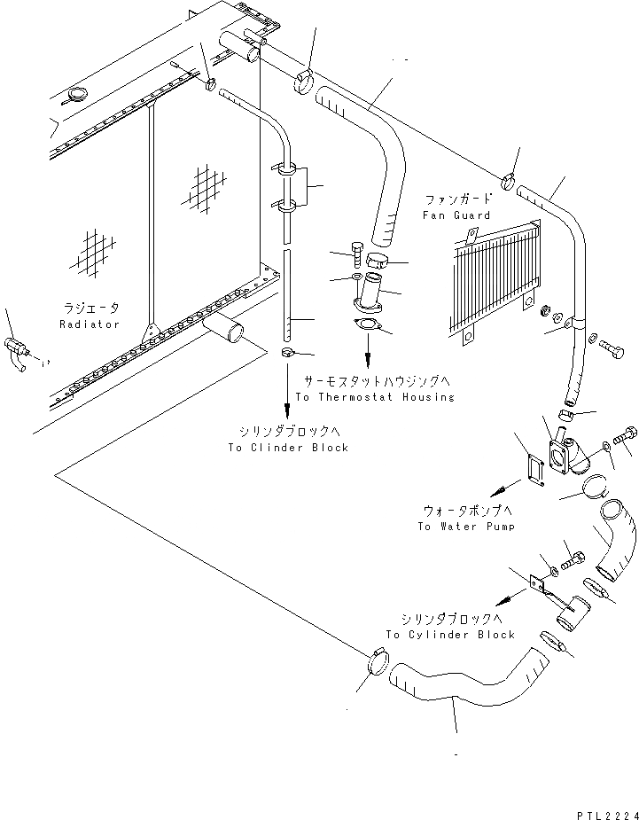 Схема запчастей Komatsu PC750SE-6K-J - ОХЛАЖД-Е (ВЫСОК. ЕМК.) (ТРУБЫ)(№9-) СИСТЕМА ОХЛАЖДЕНИЯ