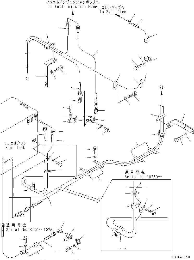 Схема запчастей Komatsu PC750SE-6K-J - ТОПЛИВОПРОВОД.(№-999) ТОПЛИВН. БАК. AND КОМПОНЕНТЫ
