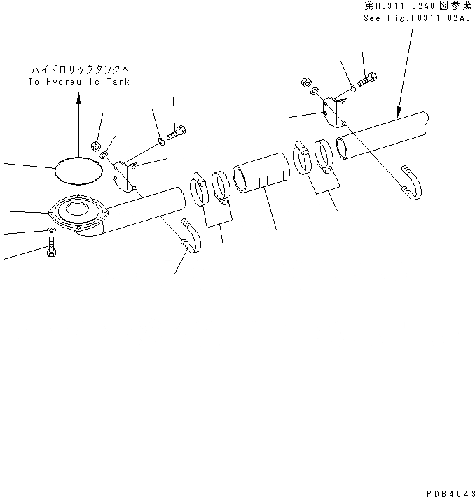 Схема запчастей Komatsu PC750SE-6K-J - ВСАСЫВ. ТРУБЫ (ГИДР. БАК.)(№-999) ГИДРАВЛИКА