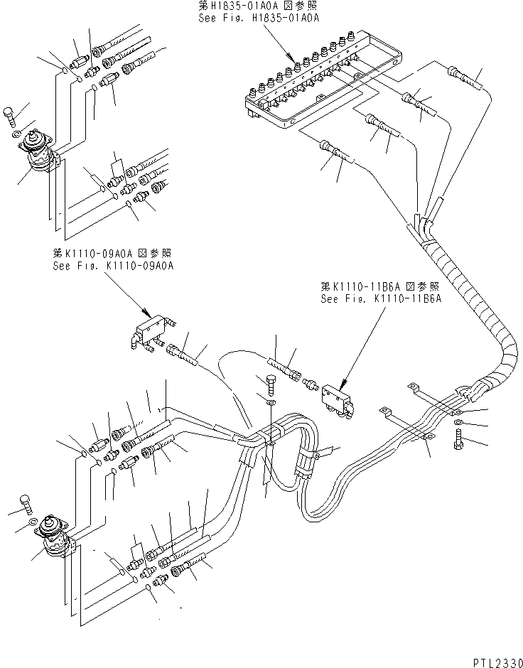 Схема запчастей Komatsu PC750SE-6K-J - ОСНОВН. КОНСТРУКЦИЯ (РАБОЧАЯ ЛИНИЯ PPC) (ШЛАНГИ¤ ЛЕВ.) (WRIST УПРАВЛ-Е)(№9-) КАБИНА ОПЕРАТОРА И СИСТЕМА УПРАВЛЕНИЯ