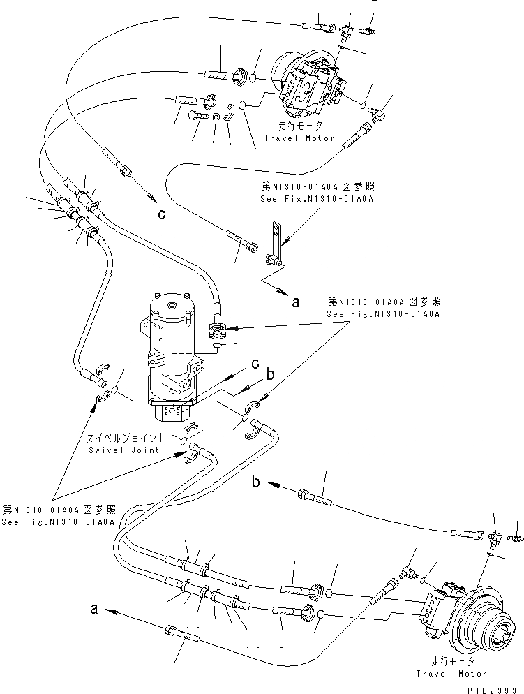 Схема запчастей Komatsu PC750SE-6K-J - ГИДРОЛИНИЯ ХОДА(МОТОР )(№9-999) НИЖНЯЯ ГИДРОЛИНИЯ И ЛИНИЯ ХОДА