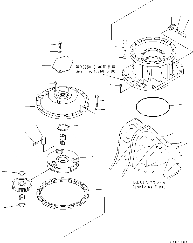 Схема запчастей Komatsu PC750SE-6K-J - МЕХАНИЗМ ПОВОРОТА В СБОРЕ (1 НЕСУЩИЙ ЭЛЕМЕНТ И GAUGE СУППОРТ) (ПОСТАВЛЯЕМЫЕ ЧАСТИ) ОСНОВН. КОМПОНЕНТЫ И РЕМКОМПЛЕКТЫ