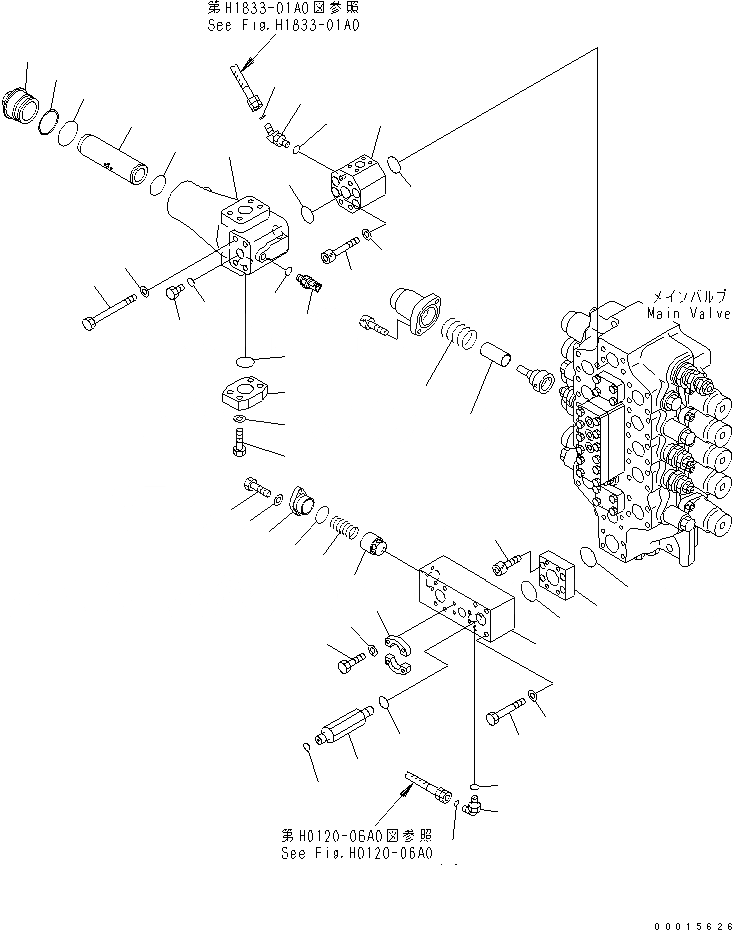 Схема запчастей Komatsu PC750SE-7K - ОСНОВН. КЛАПАН (5-СЕКЦИОНН. КЛАПАН) (КЛАПАН КОНТРОЛЯ ПОДЪЕМА И ПРОХОДНОЙ ФИЛЬТР) ( ATT) ГИДРАВЛИКА