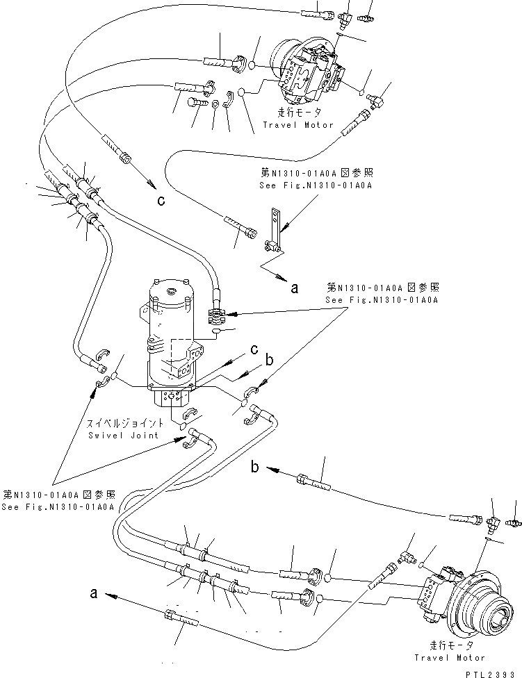 Схема запчастей Komatsu PC750SE-6 - ГИДРОЛИНИЯ ХОДА(МОТОР )(№9-999) НИЖНЯЯ ГИДРОЛИНИЯ И ЛИНИЯ ХОДА