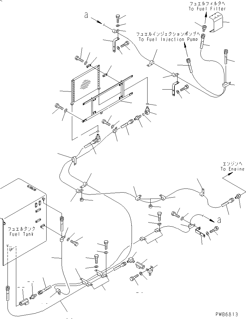 Схема запчастей Komatsu PC750SE-6K - ТОПЛИВОПРОВОД.(№K-K) ТОПЛИВН. БАК. AND КОМПОНЕНТЫ