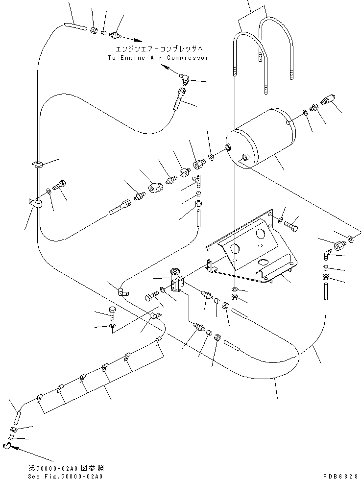 Схема запчастей Komatsu PC750SE-6K - ВОЗД. СИСТЕМА (GOVERNER ТРУБЫ)(№K-K) ВОЗД. СИСТЕМА