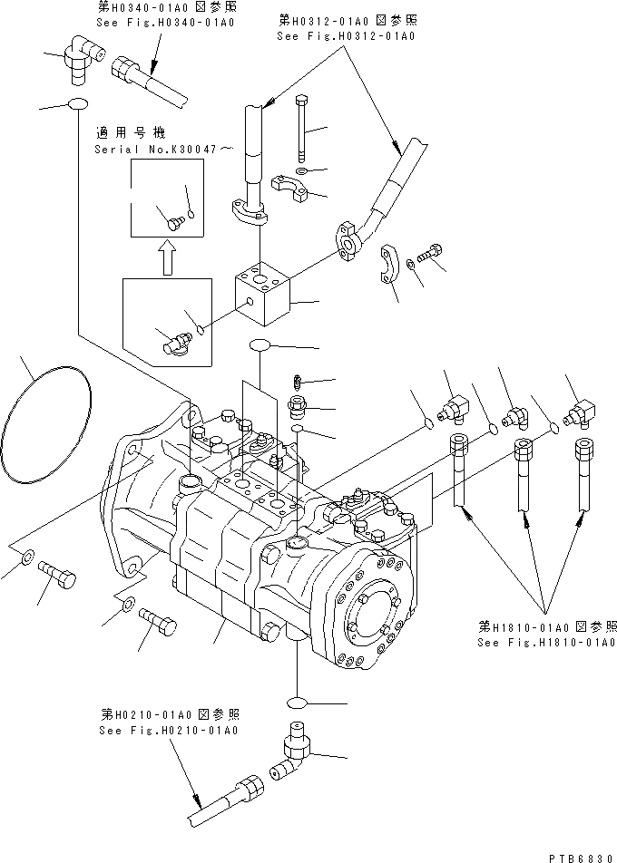 Схема запчастей Komatsu PC750SE-6K - NO. НАСОС (СОЕДИНИТ. ЧАСТИ)(№K-K999) ГИДРАВЛИКА
