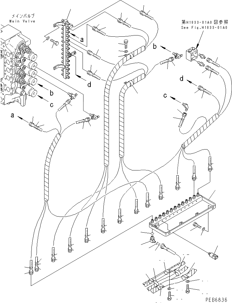 Схема запчастей Komatsu PC750SE-6K - PPC ЛИНИЯ СОЕД-Е (СОЕД-Е)(№K-K) ГИДРАВЛИКА
