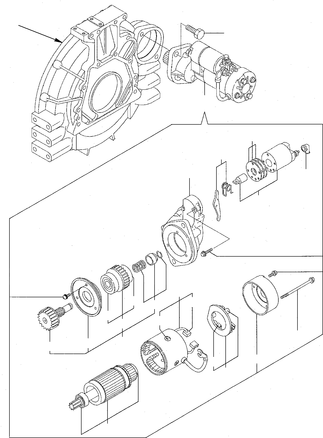 Схема запчастей Komatsu PC75-1 - СТАРТЕР ДВИГАТЕЛЬ