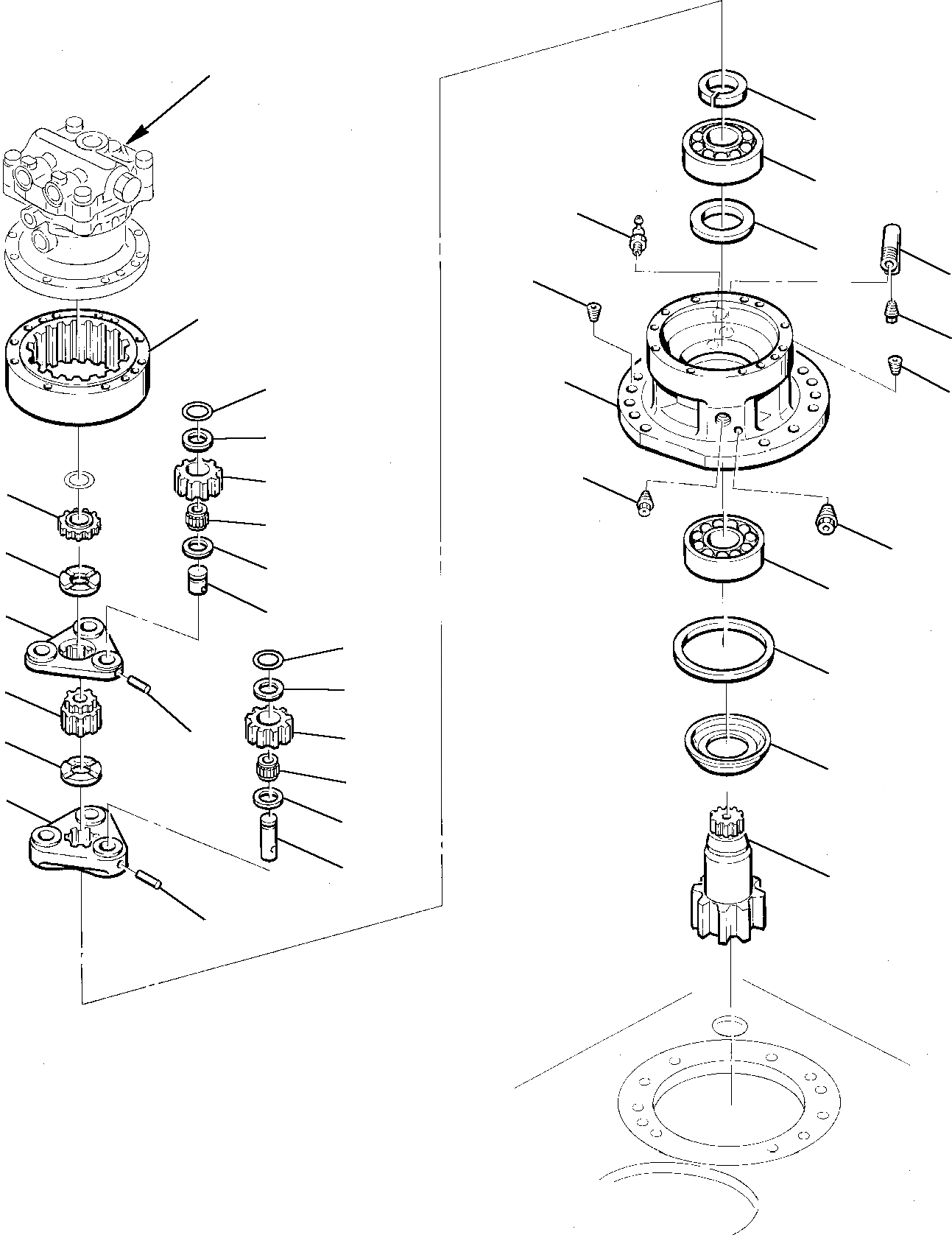 Схема запчастей Komatsu PC75-1 - МЕХАНИЗМ ПОВОРОТА (/) ПОВОРОТН. И КОНЕЧНАЯ ПЕРЕДАЧАR