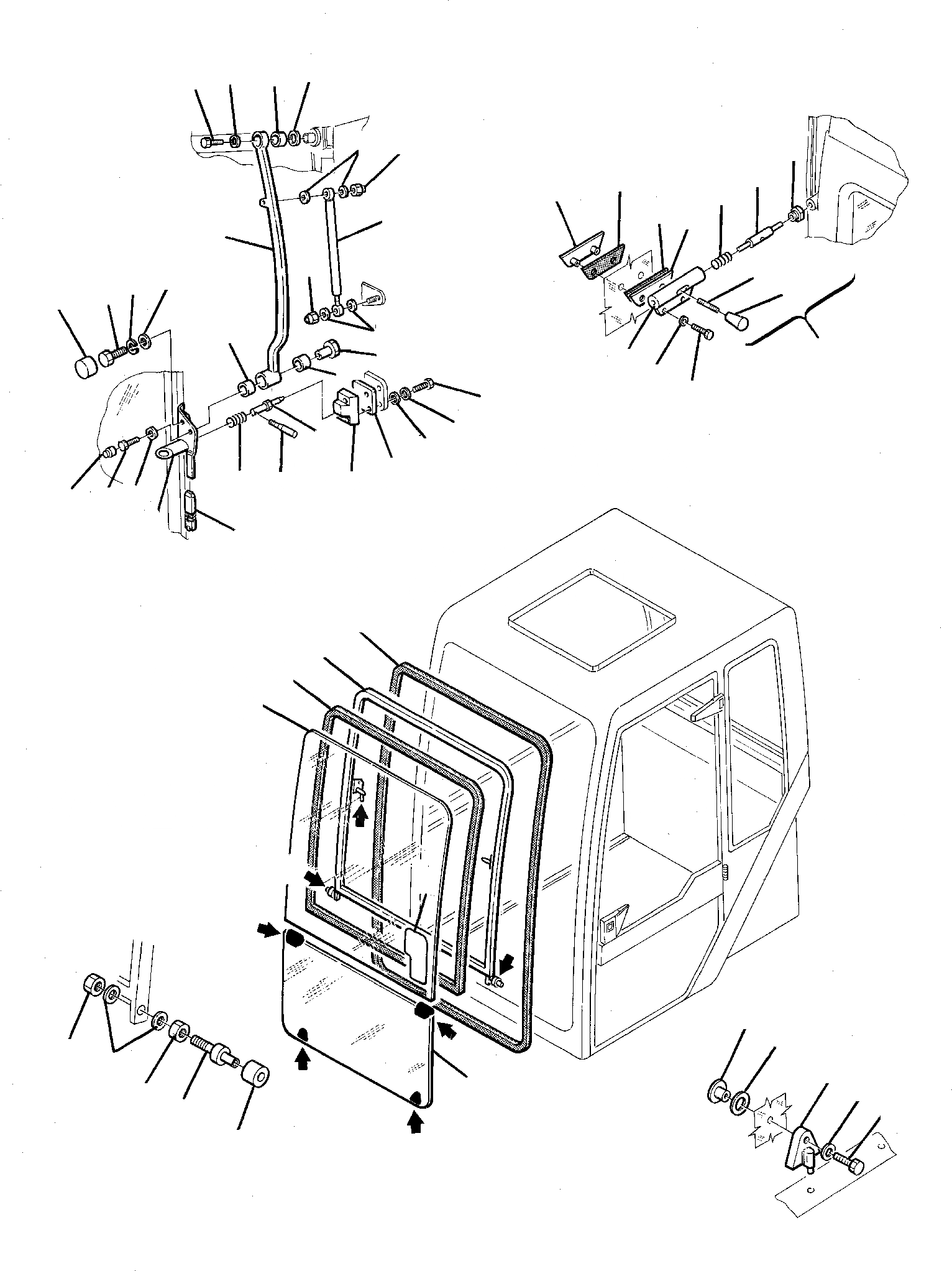 Схема запчастей Komatsu PC75-1 - КАБИНА (/) ЧАСТИ КОРПУСА И КАБИНА