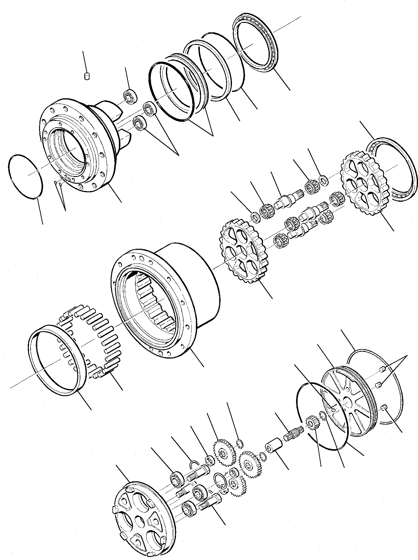 Схема запчастей Komatsu PC75-1 - КОНЕЧНАЯ ПЕРЕДАЧА (/) УПРАВЛ-Е РАБОЧИМ ОБОРУДОВАНИЕМ