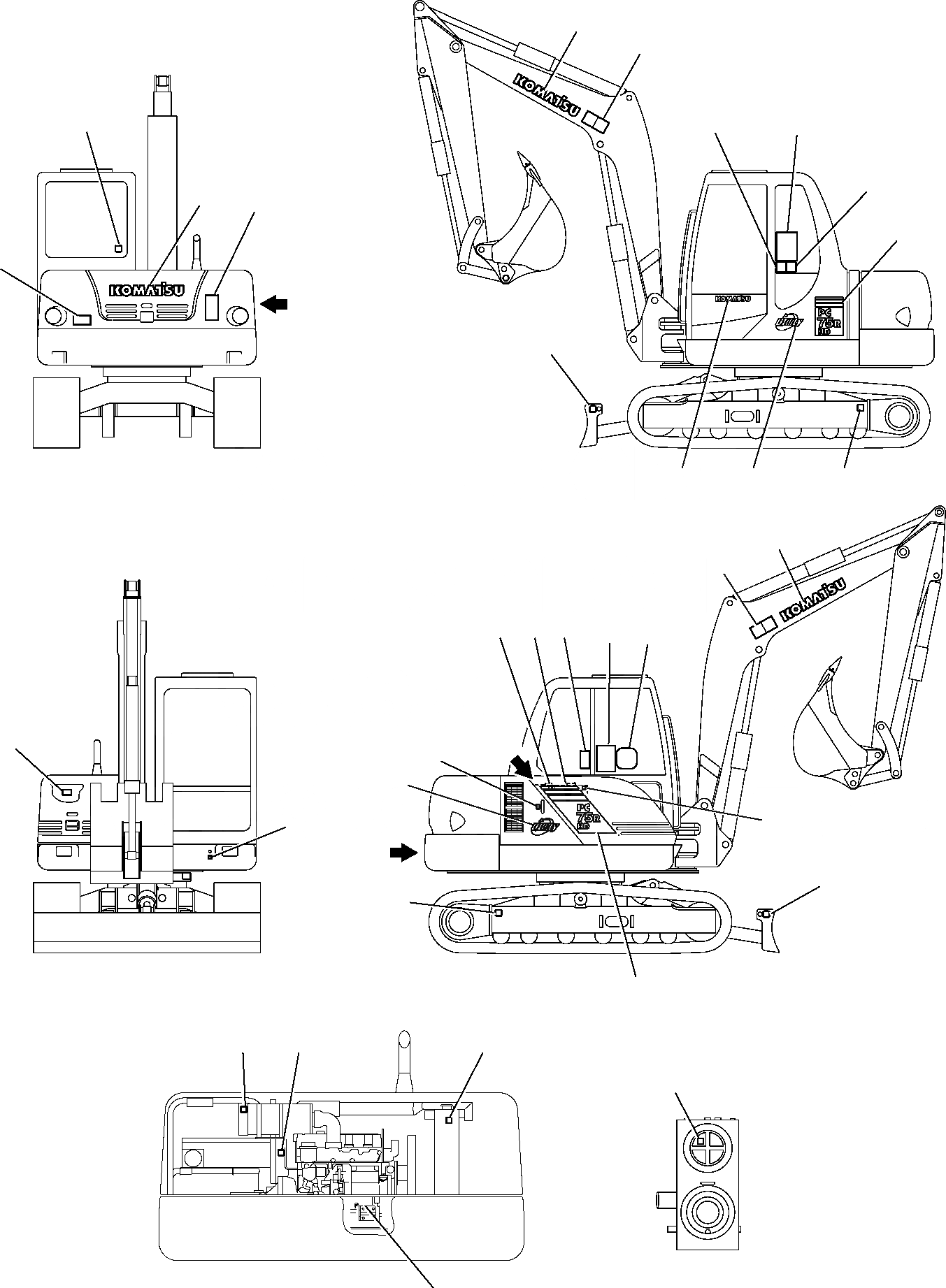 Схема запчастей Komatsu PC75R-2 PC75R-2HD - МАРКИРОВКА (HD ВЕРСИЯ) МАРКИРОВКА