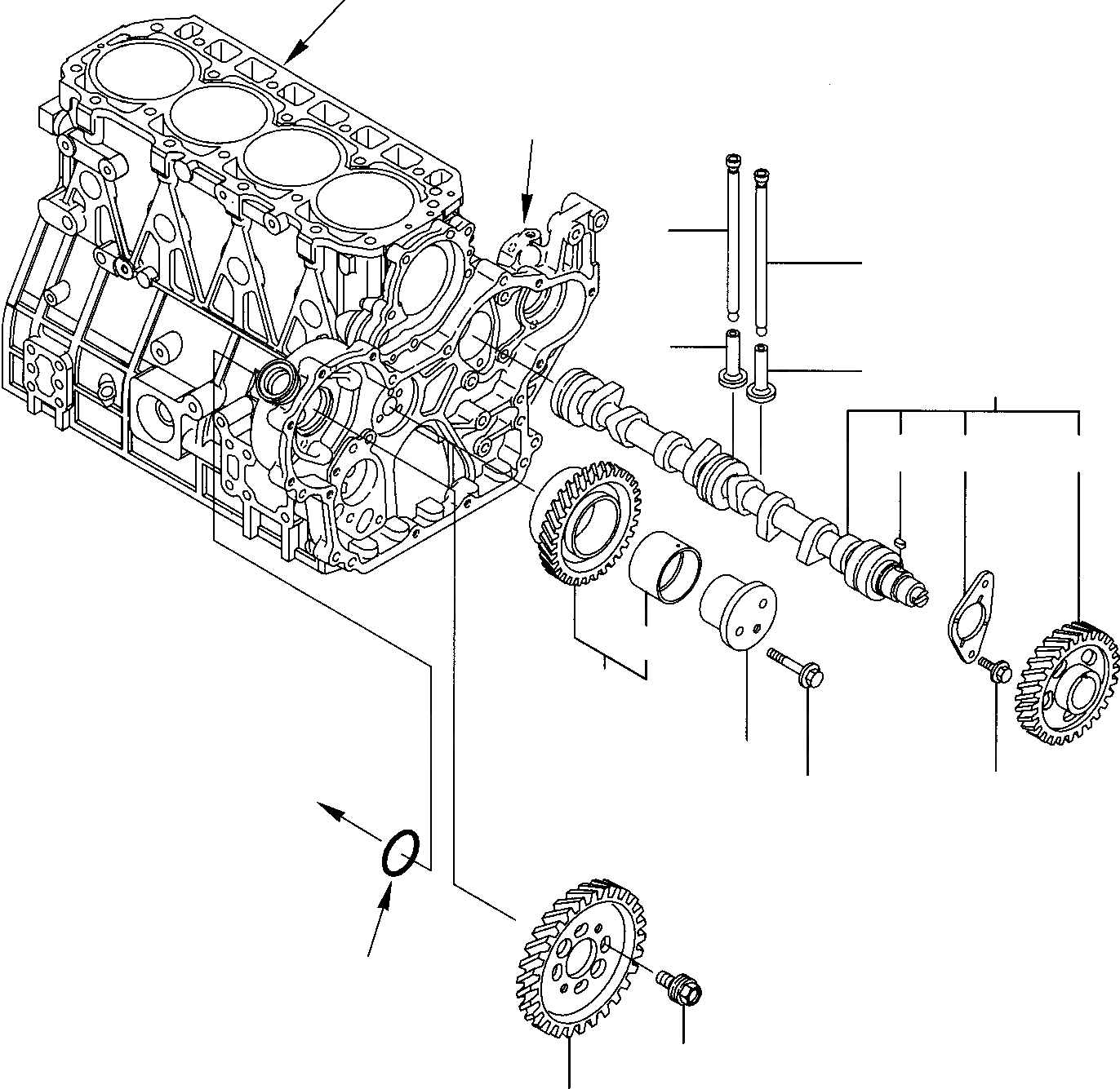 Схема запчастей Komatsu PC75R-2 PC75R-2HD - РАСПРЕДВАЛ И ВЕДУЩИЙ МЕХАНИЗМ ДВИГАТЕЛЬ