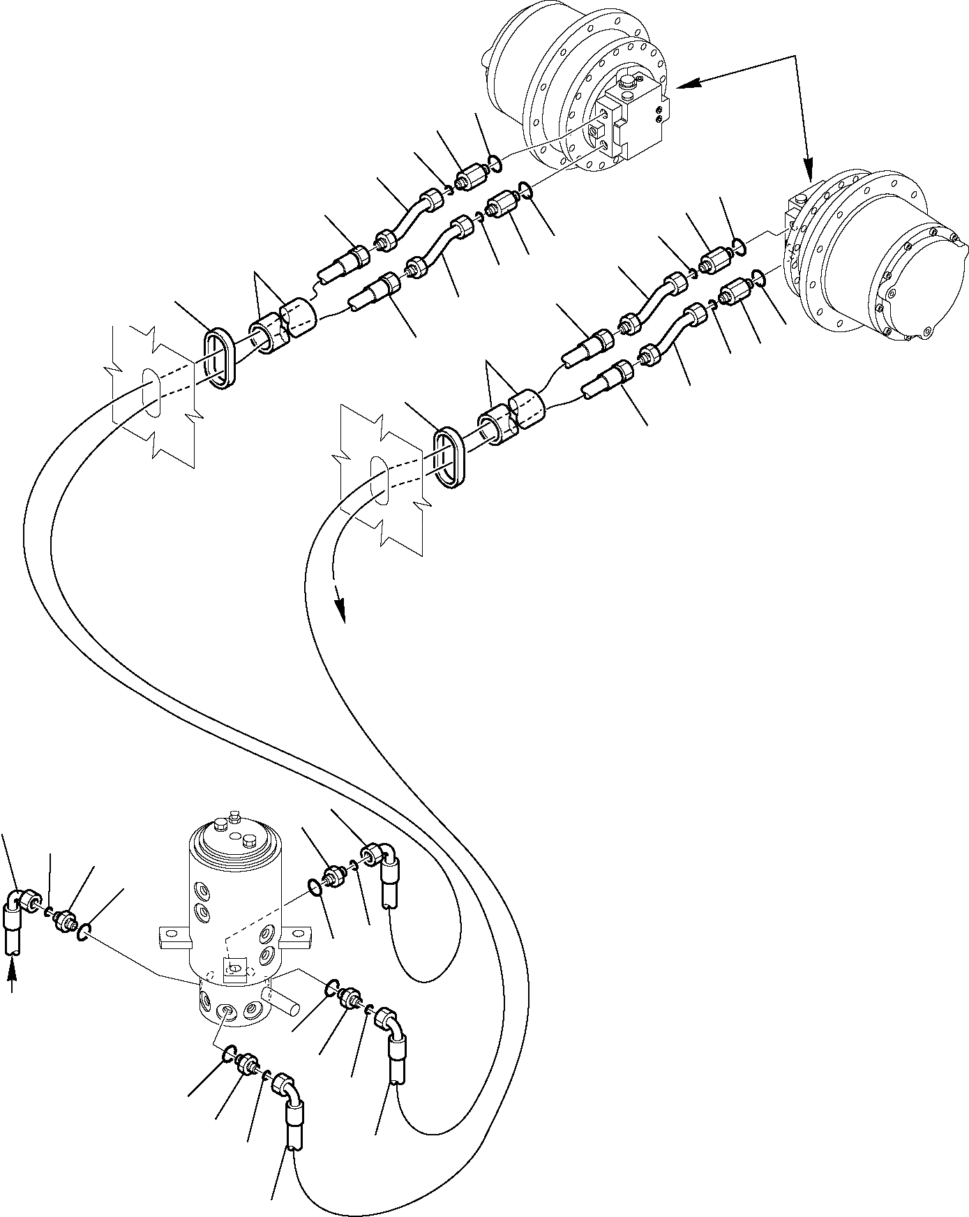 Схема запчастей Komatsu PC75R-2 PC75R-2HD - ГИДРОЛИНИЯ (ЛИНИЯ ХОДА) (/) УПРАВЛ-Е РАБОЧИМ ОБОРУДОВАНИЕМ