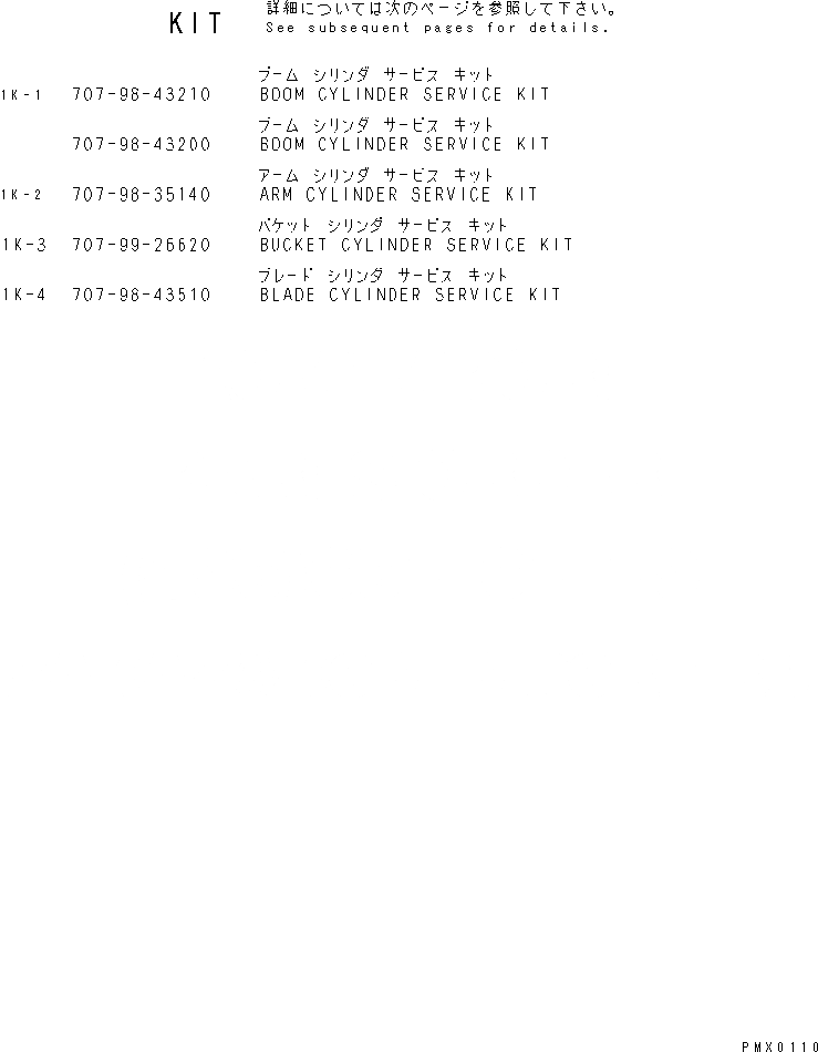 Схема запчастей Komatsu PC75UD-2E - РЕМ. КОМПЛЕКТЫ(№77-) ОСНОВН. КОМПОНЕНТЫ И РЕМКОМПЛЕКТЫ